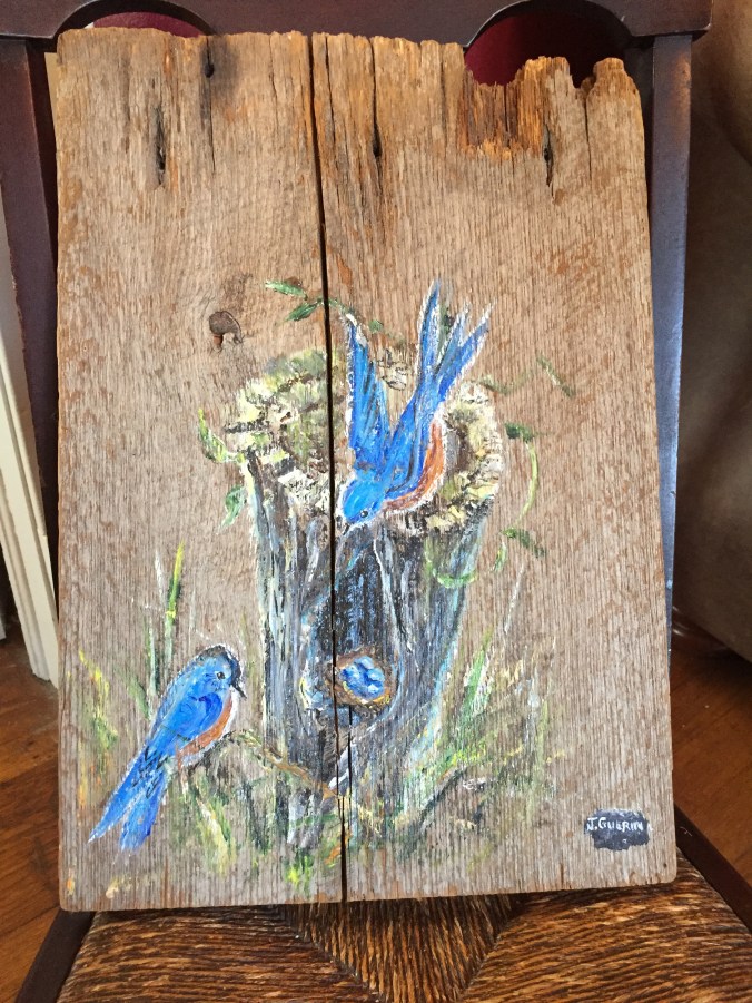 Oil Painting of Bluebirds - Jackie Guerin
