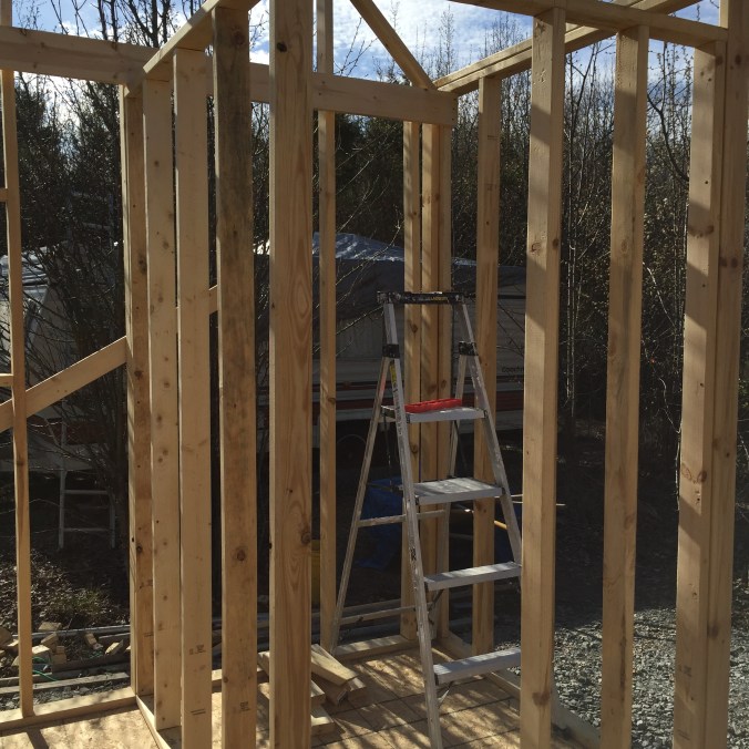 Both bathroom walls up