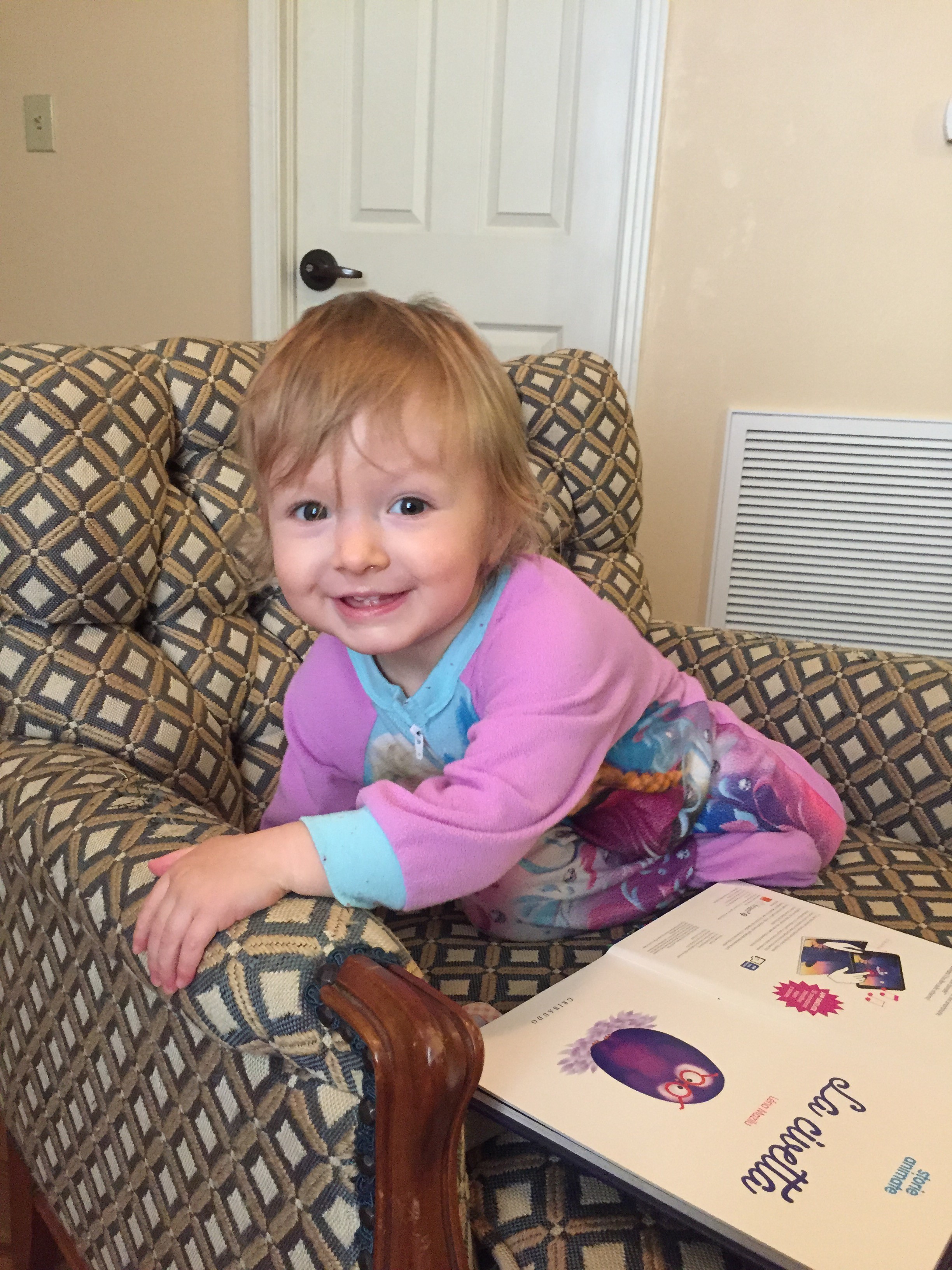 ariel in the reading chair